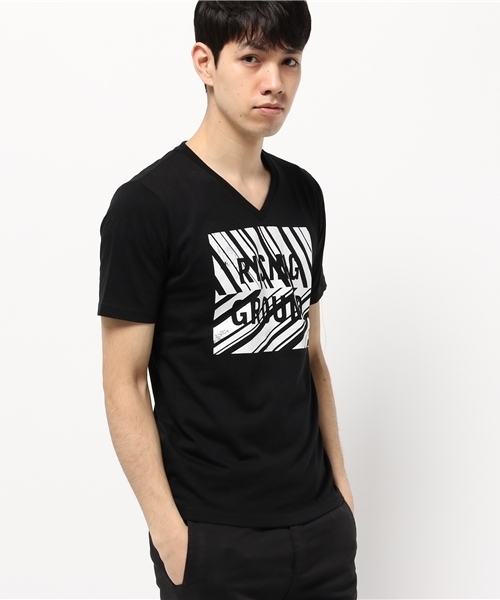 VENCEEXCHANGE（ヴァンスエクスチェンジ）の「ストライプBOX半袖T       （Tシャツ/カットソー・メンズ・オフホワイト/ブラック・LARGE/MEDIUM/SMALL）」の10枚目の写真