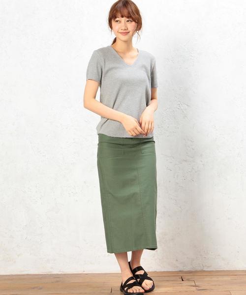 green label relaxing(グリーンレーベルリラクシング)の「CF ワッフル VN SSL PO カットソー◆(Tシャツ/カットソー・レディース・オフホワイト/グレー/ダークグリーン・FREE)」の7枚目の写真