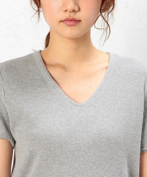 green label relaxing(グリーンレーベルリラクシング)の「CF ワッフル VN SSL PO カットソー◆(Tシャツ/カットソー・レディース・オフホワイト/グレー/ダークグリーン・FREE)」の8枚目の写真