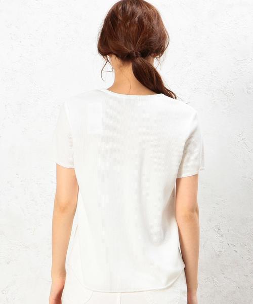 green label relaxing(グリーンレーベルリラクシング)の「CF ワッフル VN SSL PO カットソー◆(Tシャツ/カットソー・レディース・オフホワイト/グレー/ダークグリーン・FREE)」の12枚目の写真