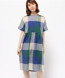 POU DOU DOU | 綿麻ボイル先染めドルマンワンピース(ワンピース)