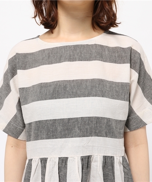 POU DOU DOU（プードゥドゥ）の「綿麻ボイル先染めドルマンワンピース（ワンピース・レディース・グリーン系その他/ブルー系その他/グレー系その他・3）」の9枚目の写真