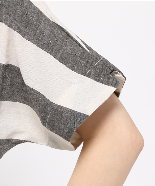 POU DOU DOU（プードゥドゥ）の「綿麻ボイル先染めドルマンワンピース（ワンピース・レディース・グリーン系その他/ブルー系その他/グレー系その他・3）」の11枚目の写真