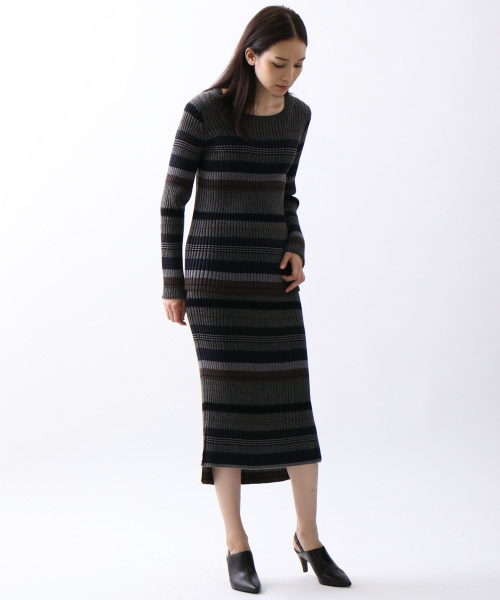 36Quatre-Neuf（カトルナフ）の「マルチボーダースカート【BAILA 2017年01月号 P.81掲載】 （スカート・レディース・マルチ/カーキ・FREE）」の13枚目の写真