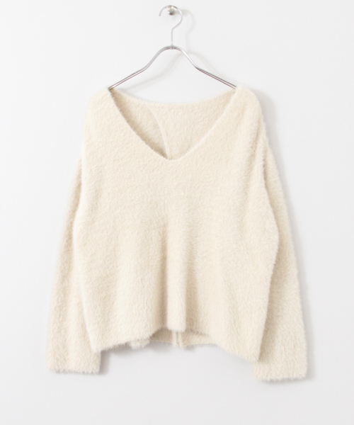 KBF(ケイビーエフ)の「【WEB限定】KBF バッククロスフェザーニット(ニット/セーター・レディース・ライトグレー/ライム/ブルー/アイボリー・ONE)」の16枚目の写真