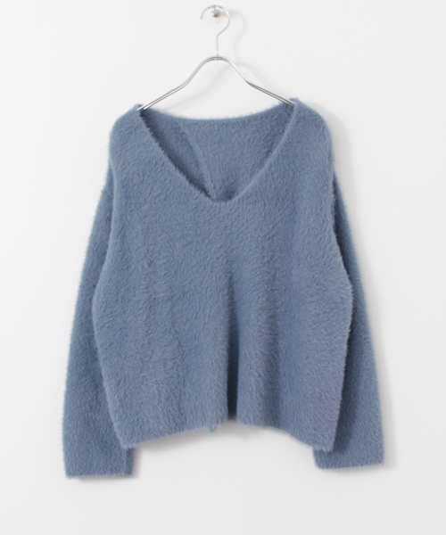 KBF(ケイビーエフ)の「【WEB限定】KBF バッククロスフェザーニット(ニット/セーター・レディース・ライトグレー/ライム/ブルー/アイボリー・ONE)」の11枚目の写真