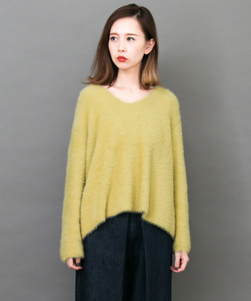 KBF(ケイビーエフ)の「【WEB限定】KBF バッククロスフェザーニット(ニット/セーター・レディース・ライトグレー/ライム/ブルー/アイボリー・ONE)」の18枚目の写真