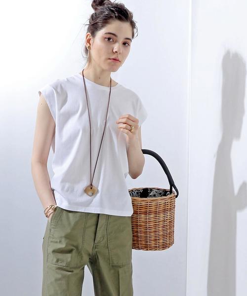 UNITED ARROWS(ユナイテッドアローズ)の「UWMF テンジク キャップスリーブ カットソー† ◆(Tシャツ/カットソー・レディース・ホワイト/グレー/ベージュ/ライトブルー・FREE)」の1枚目の写真