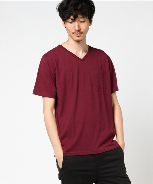 WEGO（ウィゴー）の「WEGO/CaliforniaコットンVネックTシャツ（Tシャツ/カットソー・メンズ・ブラウン系その他/杢グレー/ホワイト/ワイン・LARGE/SMALL/X-LARGE/MEDIUM）」の5枚目の写真