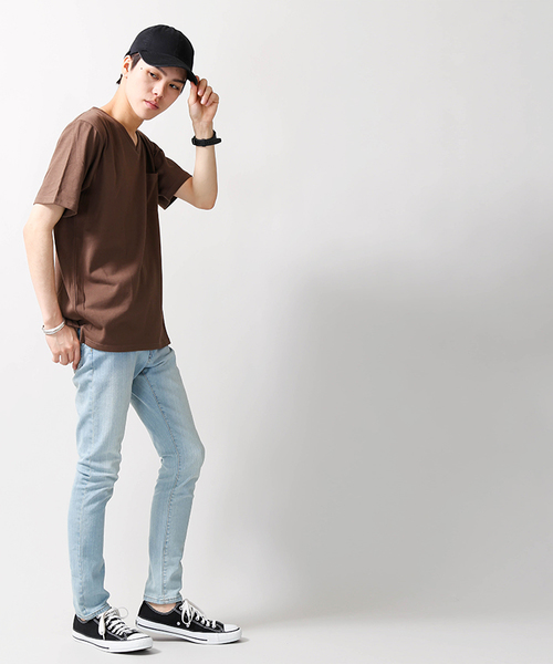 WEGO（ウィゴー）の「WEGO/CaliforniaコットンVネックTシャツ（Tシャツ/カットソー・メンズ・ブラウン系その他/杢グレー/ホワイト/ワイン・LARGE/SMALL/X-LARGE/MEDIUM）」の20枚目の写真