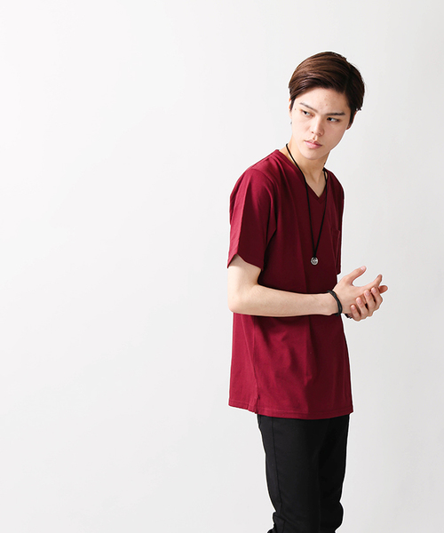 WEGO（ウィゴー）の「WEGO/CaliforniaコットンVネックTシャツ（Tシャツ/カットソー・メンズ・ブラウン系その他/杢グレー/ホワイト/ワイン・LARGE/SMALL/X-LARGE/MEDIUM）」の13枚目の写真