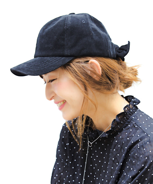 14+（イチヨンプラス）の「コーデュロイバックリボンキャップ（キャップ・レディース・ブラック/ベージュ/オフホワイト/ピンク・FREE）」の3枚目の写真