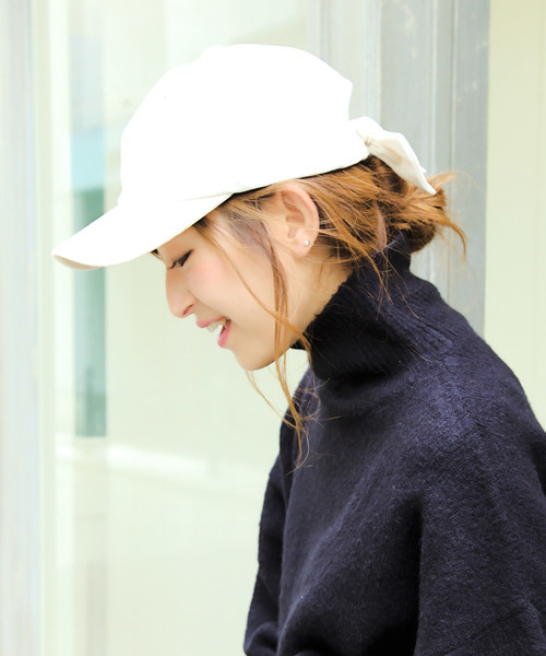 14+（イチヨンプラス）の「コーデュロイバックリボンキャップ（キャップ・レディース・ブラック/ベージュ/オフホワイト/ピンク・FREE）」の12枚目の写真