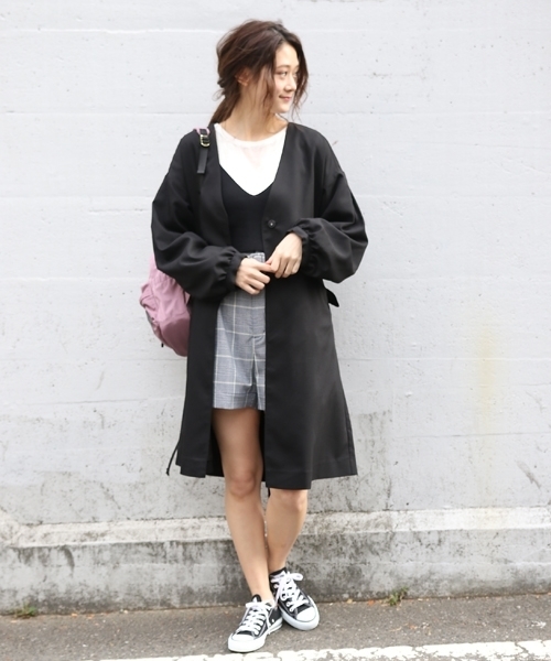 PAGEBOY（ページボーイ）の「ノーカラー ロングガウン（その他アウター・レディース・ブラック/ベージュ/インディゴブルー/ライトグレー・FREE）」の5枚目の写真