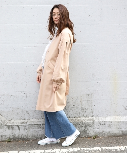 PAGEBOY（ページボーイ）の「ノーカラー ロングガウン（その他アウター・レディース・ブラック/ベージュ/インディゴブルー/ライトグレー・FREE）」の7枚目の写真