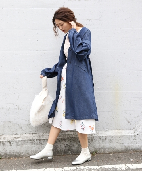 PAGEBOY（ページボーイ）の「ノーカラー ロングガウン（その他アウター・レディース・ブラック/ベージュ/インディゴブルー/ライトグレー・FREE）」の8枚目の写真