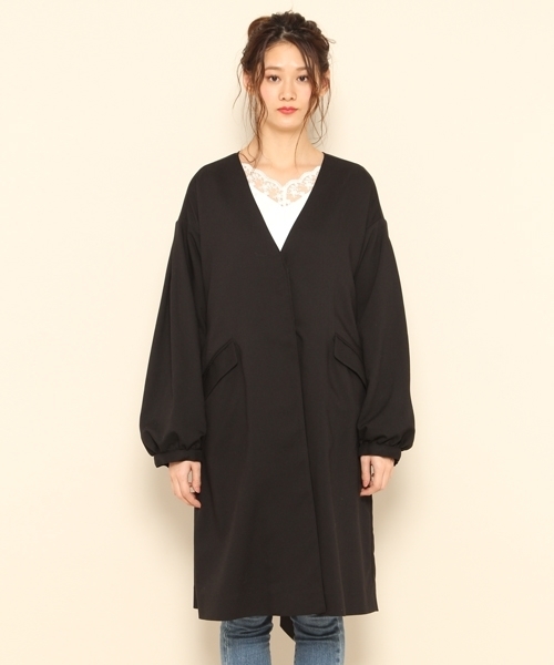 PAGEBOY（ページボーイ）の「ノーカラー ロングガウン（その他アウター・レディース・ブラック/ベージュ/インディゴブルー/ライトグレー・FREE）」の9枚目の写真