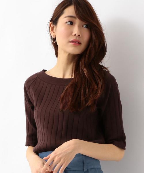 green label relaxing(グリーンレーベルリラクシング)の「SC ハバヒロ ハリヌキ フライス ボートネック カットソー ◆(Tシャツ/カットソー・レディース・オフホワイト/ブラック/ライトブルー/ブラウン/イエロー/レッド・FREE)」の4枚目の写真