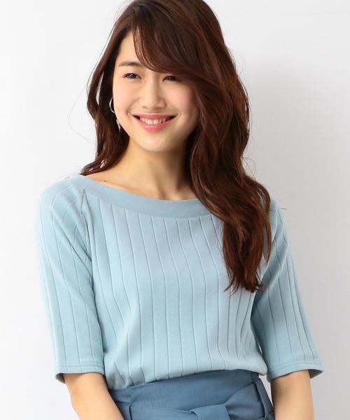 green label relaxing(グリーンレーベルリラクシング)の「SC ハバヒロ ハリヌキ フライス ボートネック カットソー ◆(Tシャツ/カットソー・レディース・オフホワイト/ブラック/ライトブルー/ブラウン/イエロー/レッド・FREE)」の5枚目の写真