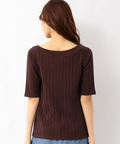 green label relaxing(グリーンレーベルリラクシング)の「SC ハバヒロ ハリヌキ フライス ボートネック カットソー ◆(Tシャツ/カットソー・レディース・オフホワイト/ブラック/ライトブルー/ブラウン/イエロー/レッド・FREE)」の9枚目の写真