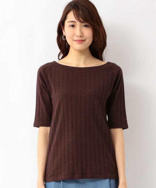 green label relaxing(グリーンレーベルリラクシング)の「SC ハバヒロ ハリヌキ フライス ボートネック カットソー ◆(Tシャツ/カットソー・レディース・オフホワイト/ブラック/ライトブルー/ブラウン/イエロー/レッド・FREE)」の10枚目の写真