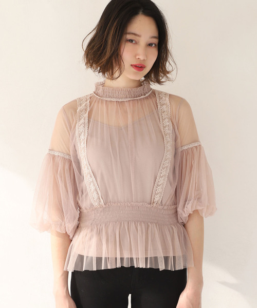 one after another NICE CLAUP（ワンアフターアナザーナイスクラップ）の「レディレースブラウス（シャツ/ブラウス・レディース・ブラック/ベージュ/オフホワイト・FREE）」の3枚目の写真