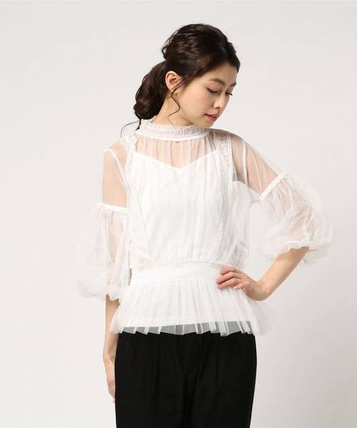 one after another NICE CLAUP（ワンアフターアナザーナイスクラップ）の「レディレースブラウス（シャツ/ブラウス・レディース・ブラック/ベージュ/オフホワイト・FREE）」の6枚目の写真