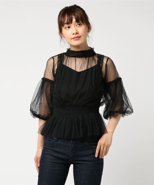 one after another NICE CLAUP（ワンアフターアナザーナイスクラップ）の「レディレースブラウス（シャツ/ブラウス・レディース・ブラック/ベージュ/オフホワイト・FREE）」の7枚目の写真