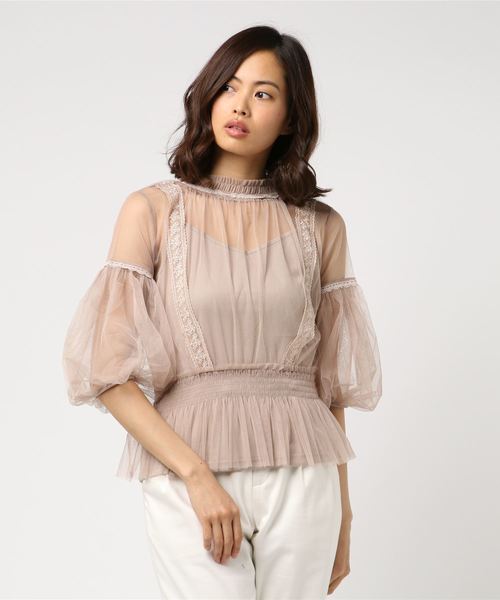 one after another NICE CLAUP（ワンアフターアナザーナイスクラップ）の「レディレースブラウス（シャツ/ブラウス・レディース・ブラック/ベージュ/オフホワイト・FREE）」の8枚目の写真