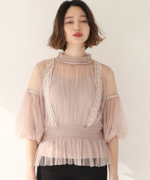 one after another NICE CLAUP（ワンアフターアナザーナイスクラップ）の「レディレースブラウス（シャツ/ブラウス・レディース・ブラック/ベージュ/オフホワイト・FREE）」の16枚目の写真