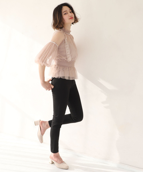 one after another NICE CLAUP（ワンアフターアナザーナイスクラップ）の「レディレースブラウス（シャツ/ブラウス・レディース・ブラック/ベージュ/オフホワイト・FREE）」の19枚目の写真