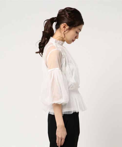 one after another NICE CLAUP（ワンアフターアナザーナイスクラップ）の「レディレースブラウス（シャツ/ブラウス・レディース・ブラック/ベージュ/オフホワイト・FREE）」の4枚目の写真