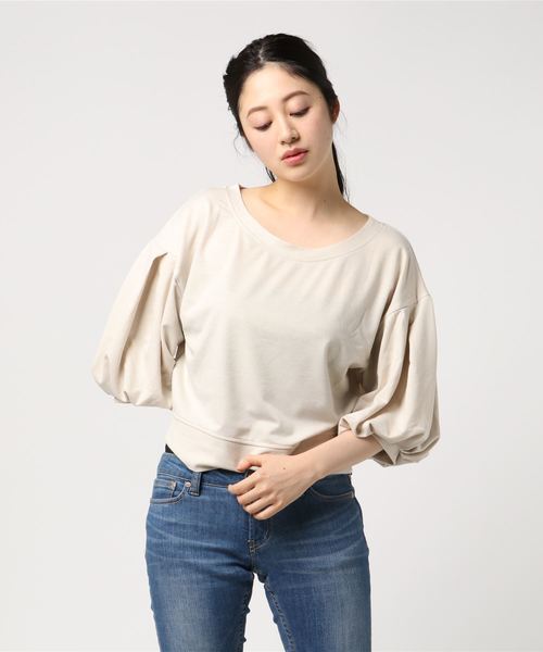 Cheek（チーク）の「袖タックボリュームプルオーバー（Tシャツ/カットソー・レディース・グレー/ベージュ/グリーン・MEDIUM）」の11枚目の写真