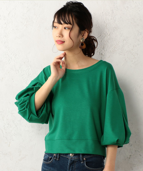 Cheek（チーク）の「袖タックボリュームプルオーバー（Tシャツ/カットソー・レディース・グレー/ベージュ/グリーン・MEDIUM）」の6枚目の写真