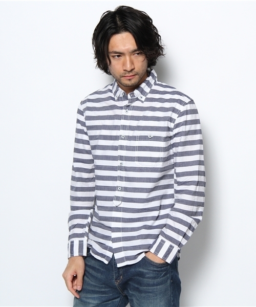 Denime（ドゥニーム）の「ボールドボーダーBDシャツ（シャツ/ブラウス・メンズ・ブルー/ネイビー/レッド・MEDIUM/LARGE）」の2枚目の写真