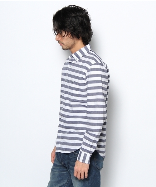 Denime（ドゥニーム）の「ボールドボーダーBDシャツ（シャツ/ブラウス・メンズ・ブルー/ネイビー/レッド・MEDIUM/LARGE）」の5枚目の写真