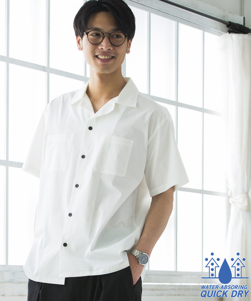 WEGO(ウィゴー)の「WEGO/ドライストレッチオープンカラーシャツ(シャツ/ブラウス・メンズ・ホワイト/ブラック/ネイビー/カーキ/レッド系その他・SMALL/MEDIUM/LARGE)」の1枚目の写真