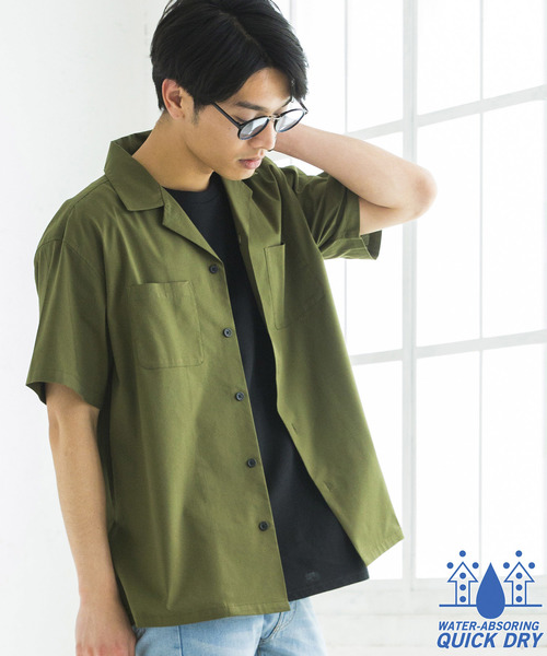 WEGO(ウィゴー)の「WEGO/ドライストレッチオープンカラーシャツ(シャツ/ブラウス・メンズ・ホワイト/ブラック/ネイビー/カーキ/レッド系その他・SMALL/MEDIUM/LARGE)」の3枚目の写真