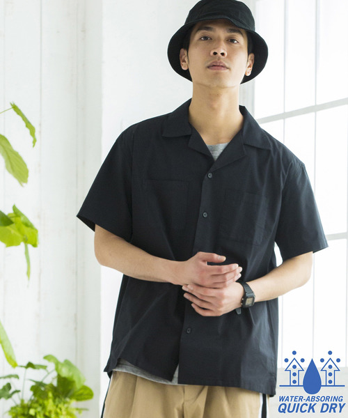 WEGO(ウィゴー)の「WEGO/ドライストレッチオープンカラーシャツ(シャツ/ブラウス・メンズ・ホワイト/ブラック/ネイビー/カーキ/レッド系その他・SMALL/MEDIUM/LARGE)」の2枚目の写真