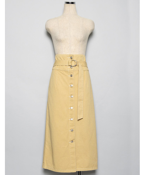 Re:EDIT（リエディ）の「フロントボタンカラーステッチタイトスカート（スカート・レディース・ブラック/ライトベージュ・MEDIUM）」の3枚目の写真