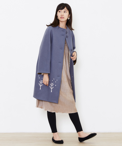 POU DOU DOU（プードゥドゥ）の「ボトルネック裾刺繍コクーンコート（その他アウター・レディース・ブラック/イエロー/グレー・3）」の10枚目の写真