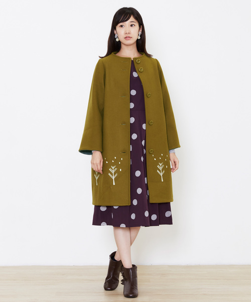 POU DOU DOU（プードゥドゥ）の「ボトルネック裾刺繍コクーンコート（その他アウター・レディース・ブラック/イエロー/グレー・3）」の14枚目の写真