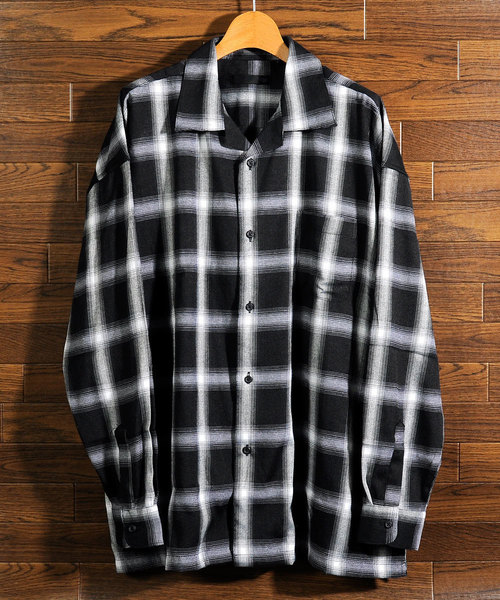 【neos -sellect design-】リラックス オープンカラー チェックシャツ 【neos -sellect design-】リラックス オープンカラー チェックシャツ