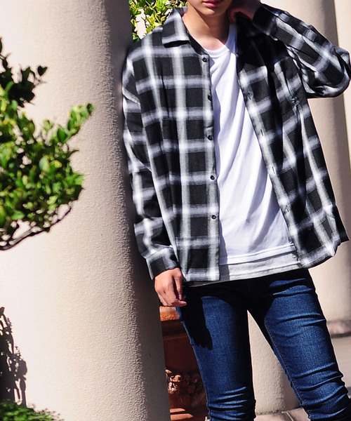 【neos -sellect design-】リラックス オープンカラー チェックシャツ 【neos -sellect design-】リラックス オープンカラー チェックシャツ