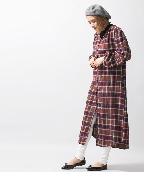 WEGO（ウィゴー）の「WEGO/チェックシャツワンピース（ワンピース・レディース・ブラウン系その他2/ブルー系その他2・FREE）」の5枚目の写真