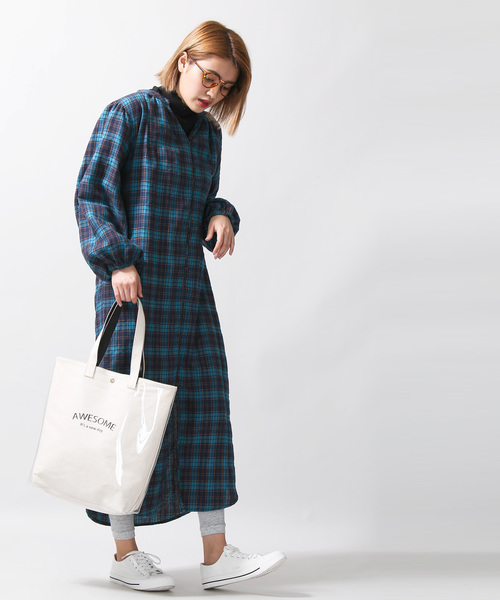 WEGO（ウィゴー）の「WEGO/チェックシャツワンピース（ワンピース・レディース・ブラウン系その他2/ブルー系その他2・FREE）」の8枚目の写真