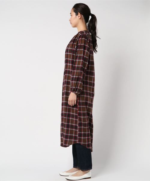 WEGO（ウィゴー）の「WEGO/チェックシャツワンピース（ワンピース・レディース・ブラウン系その他2/ブルー系その他2・FREE）」の3枚目の写真