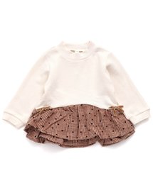 apres les cours | チェックドット裾フリルトレーナー(スウェット)