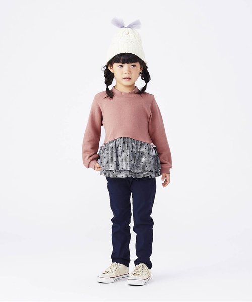 apres les cours(アプレレクール)の「チェックドット裾フリルトレーナー(スウェット・キッズ・アイボリー/ピンク・90/100/130/120/110/140/80)」の10枚目の写真