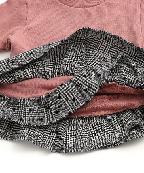 apres les cours(アプレレクール)の「チェックドット裾フリルトレーナー(スウェット・キッズ・アイボリー/ピンク・90/100/130/120/110/140/80)」の9枚目の写真